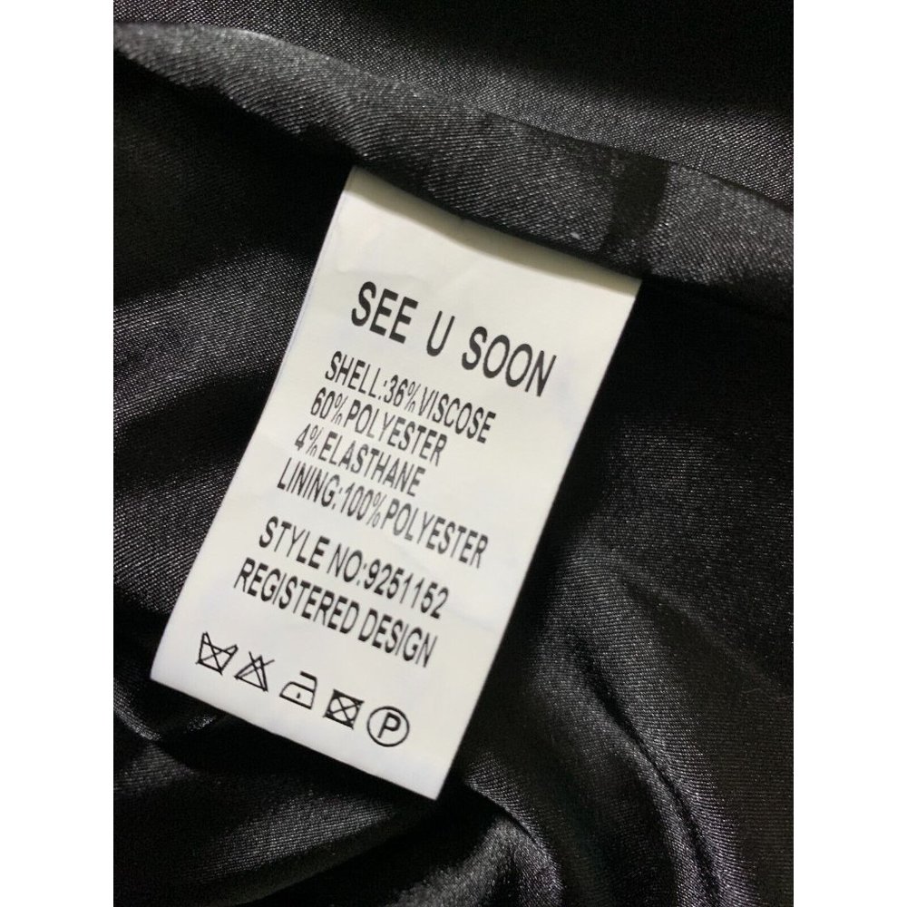 See U Soon Blazer Jacket Women's Size Small Black Gray Plaid Two Button - Picture 6 of 11